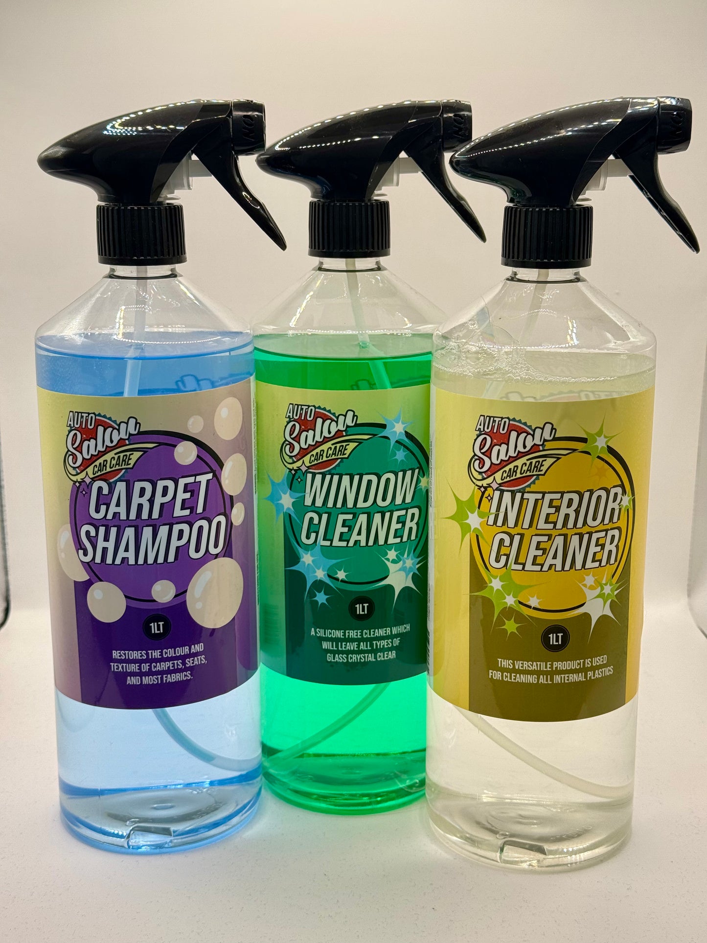Interior Cleaning Kit – Glass Cleaner, Interior Cleaner & Carpet Shampoo (3 x 1L)